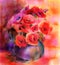Watercolor painting Colorful Bouquet of poppy flowers in vase