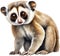 Watercolor painting of a cute Slow Loris (Nycticebus). AI-Generated.