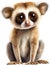 Watercolor painting of a cute Slow Loris (Nycticebus). AI-Generated.