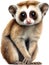 Watercolor painting of a cute Slow Loris (Nycticebus). AI-Generated.