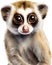 Watercolor painting of a cute Slow Loris (Nycticebus). AI-Generated.