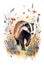 watercolor painting of European badger (Meles meles