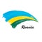 Watercolor painting flag of Rwanda. Brush stroke illustration