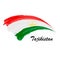 Watercolor painting flag of Tajikistan. Brush stroke illustratio