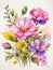 Watercolor painting. Garden Watercolor Floral, Hand painted Watercolor, Wildflowers, Twigs, Leaves, Buds. Design for fashion ,