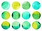 Watercolor painting green drop pattern design, hand drawing