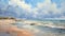 Watercolor painting of an idyllic beach