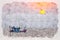 Watercolor painting illustration of Fishing boats and sunset