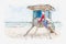 Watercolor painting illustration of lifeguard tower in Fort Lauderdale