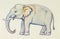 Watercolor painting illustration lovely cartoon of elephant.