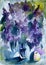 Watercolor painting lilac spring  flowers