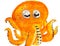 Watercolor painting of octopus or tako in japanese with orange skin isolated on white background drawn by hand, animal art