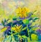 Watercolor painting original flower colorful of sun flower