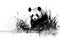 Watercolor painting of panda in the grass on a white background. Wildlife Animals.