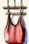 A Watercolor Painting Of A Pink Purse Hanging From A Rope. Generative AI