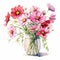 Watercolor Painting Of Pink And White Cosmos - Photorealistic Composition