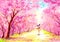 Watercolor Painting - Playing violin under blossom cherry tree