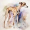 Watercolor painting of a rare and majestic Azawakh dog breed, beautiful portrait.