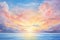 Watercolor painting realistic Stunning colorful sky at sunrise or sunset.