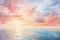 Watercolor painting realistic Stunning colorful sky at sunrise or sunset.