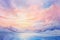 Watercolor painting realistic Stunning colorful sky at sunrise or sunset.