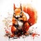 Watercolor painting of red squirrel on white background. Wildlife Animals. Illustration, Generative AI