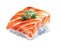 Watercolor and painting salmon sushi. Homemade Japanese food Illustration isolated on white background