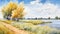 Watercolor Painting Of Scenic Country Landscape: Photo-realistic Dutch Seascapes