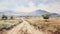 Watercolor Painting Of A Serene Dirt Road In The Style Of Konstantinos Parthenis