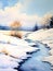 watercolor painting of serene snow-covered landscape