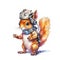 A watercolor painting of a squirrel wearing a helmet. Generative AI image.