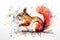 Watercolor painting of a squirrel on a white background. Wildlife Animals. Illustration, generative AI