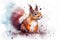 Watercolor painting of a squirrel on a white background. Wildlife Animals. Illustration, generative AI