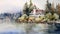 Watercolor Painting Of Stanley Park On Light Background With High Detail