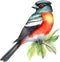 Watercolor paintings of colorful elegant trogon birds. Ai-Generated.