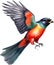 Watercolor paintings of colorful elegant trogon birds. Ai-Generated.