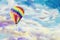 Watercolor paintings hot air balloons on cloud sky