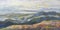 Watercolor paintings panorama of mountain range in the morning