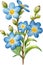Watercolor paintings of Wood forget-me-not flowers. Ai-Generated.