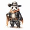 Watercolor Panda In Cowboy Attire: Realistic Fantasy Artwork
