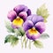 Watercolor Pansies Flower Clipart: Realistic Vector Illustrations