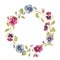 Watercolor pansy flower vector wreath