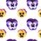 Watercolor pansy flowers seamless pattern