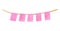 Watercolor party garland with 5 square flags. Hand painted pink hanging Birthday decoration. Cute flags with copy space