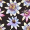 Watercolor passion flower pattern