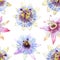 Watercolor passion flower pattern