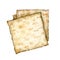 Watercolor Passover matzah, traditional jewish holiday meal, hand drawn square matzot illustration isolated on white