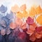 Watercolor pastel background crafted from fallen autumn leaves, artistic beauty