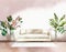 Watercolor of Pastel living room with beige luxury coffee