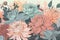 Watercolor pattern with flowers, floral background, AI Generated